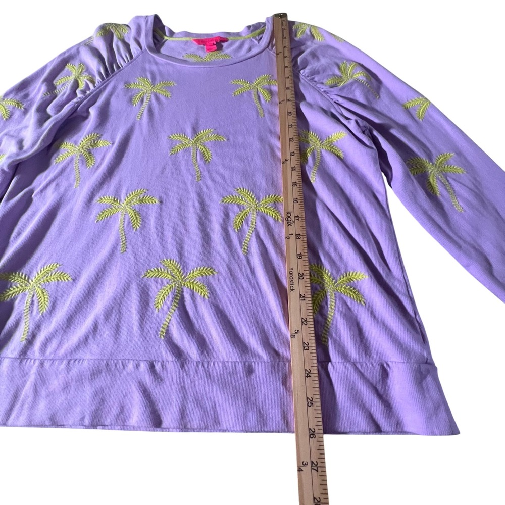 Lilly Pulitzer Sweatshirt Women Large Purple Palm Tree‎ Embroidered Cotton - Picture 9 of 9